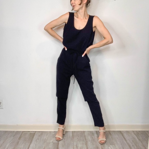 Public School Pants - PUBLIC SCHOOL NEW YORK minimalist black jumpsuit skinny belt open back 2934